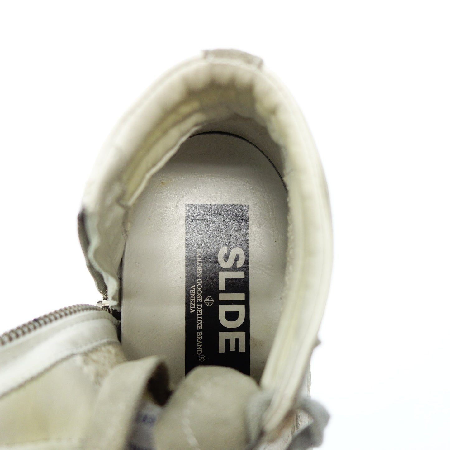 状况良好 ◆ Golden Goose 皮革运动鞋侧拉链复古加工 SLIDE 男式 39 灰色 GOLDEN GOOSE [AFC3] 