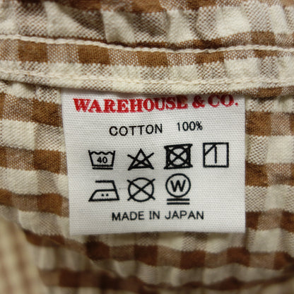 WAREHOUSE Short Sleeve Shirt Duck Digger Seersucker Italian Collar Gingham Check 40 Men's Brown WAREHOUSE [AFB9] [Used] 