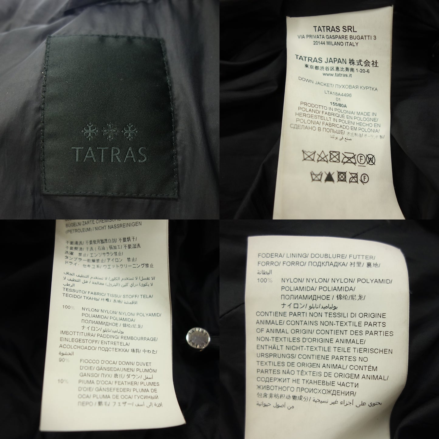 Tatras 大衣 Politeama LTA18A4496 女式 黑色 01 TATRAS [AFA9] [二手] 