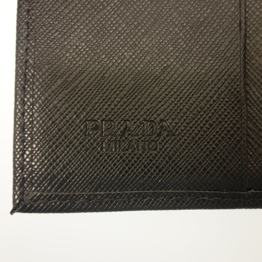 中古◆プラダ 三つ折り財布 コンパクト ブラック PRADA【AFI16】