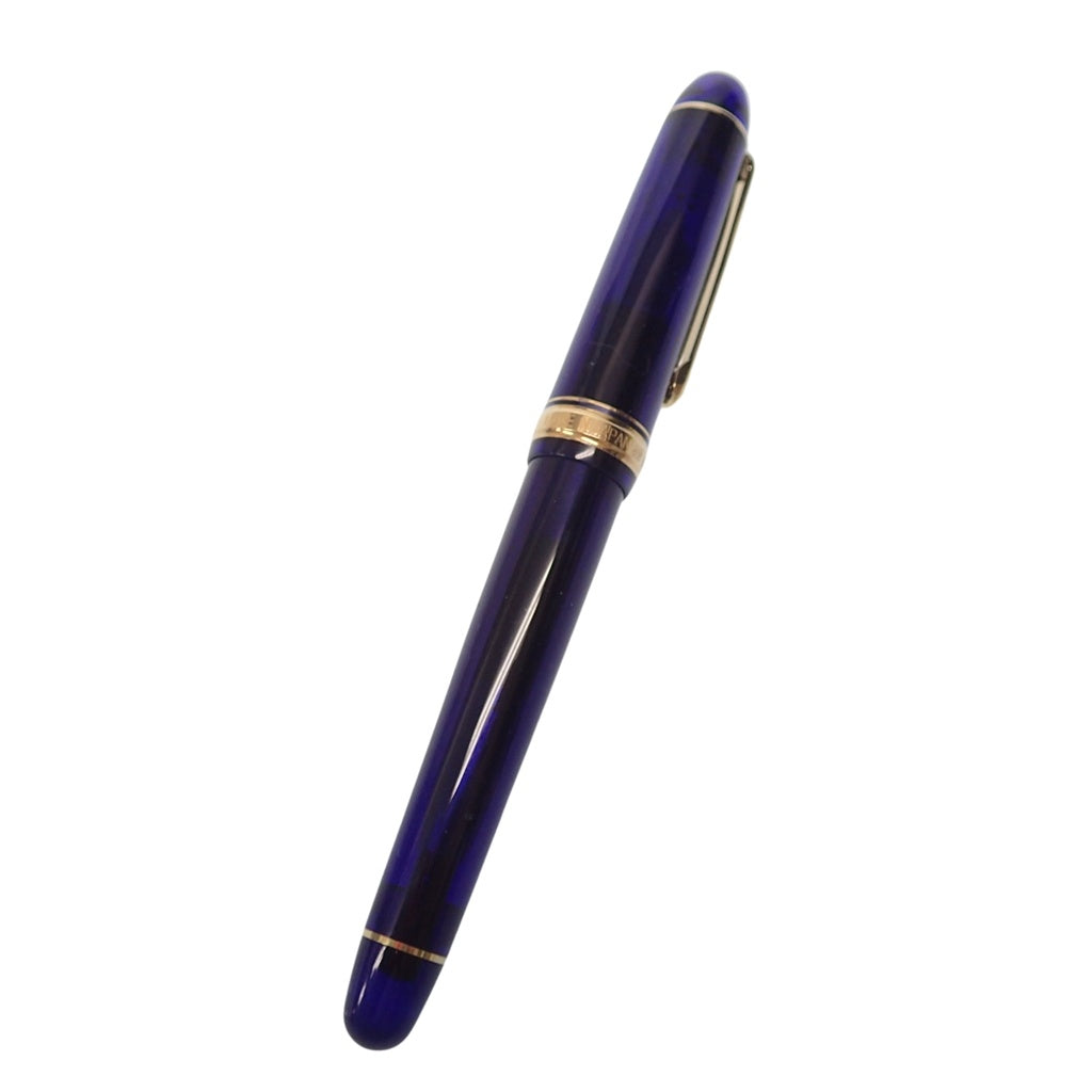 状况非常好◆白金世纪钢笔 #3776 585 雕刻笔尖 14K 蓝色 x 金色白金 [AFI8] 