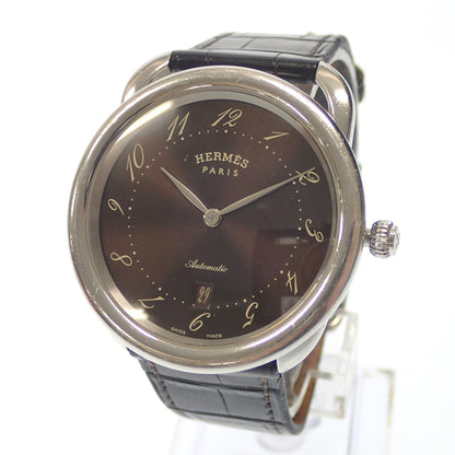 中古◆エルメス 腕時計 自動巻き アルソー デイト AR7.710 文字盤茶系 レザーベルト HERMES【AFI8】