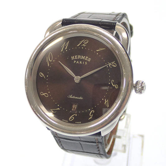 Used ◆Hermes watch automatic winding Arceau Date AR7.710 dial brown leather belt HERMES [AFI8] 