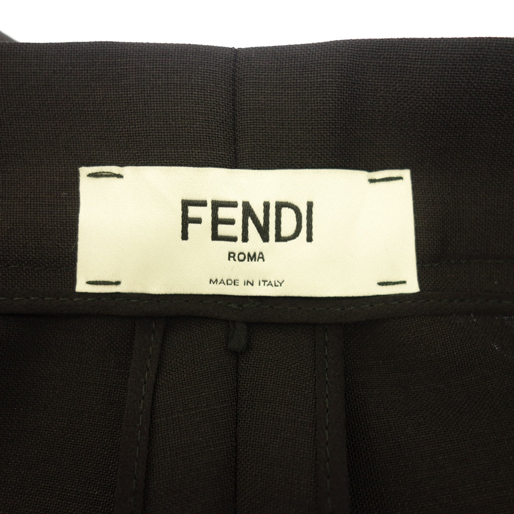 状况非常好 ◆ 芬迪宽裤 FR6037 S9A 马海毛混纺黑色 42 码女式 FENDI [AFB11] 
