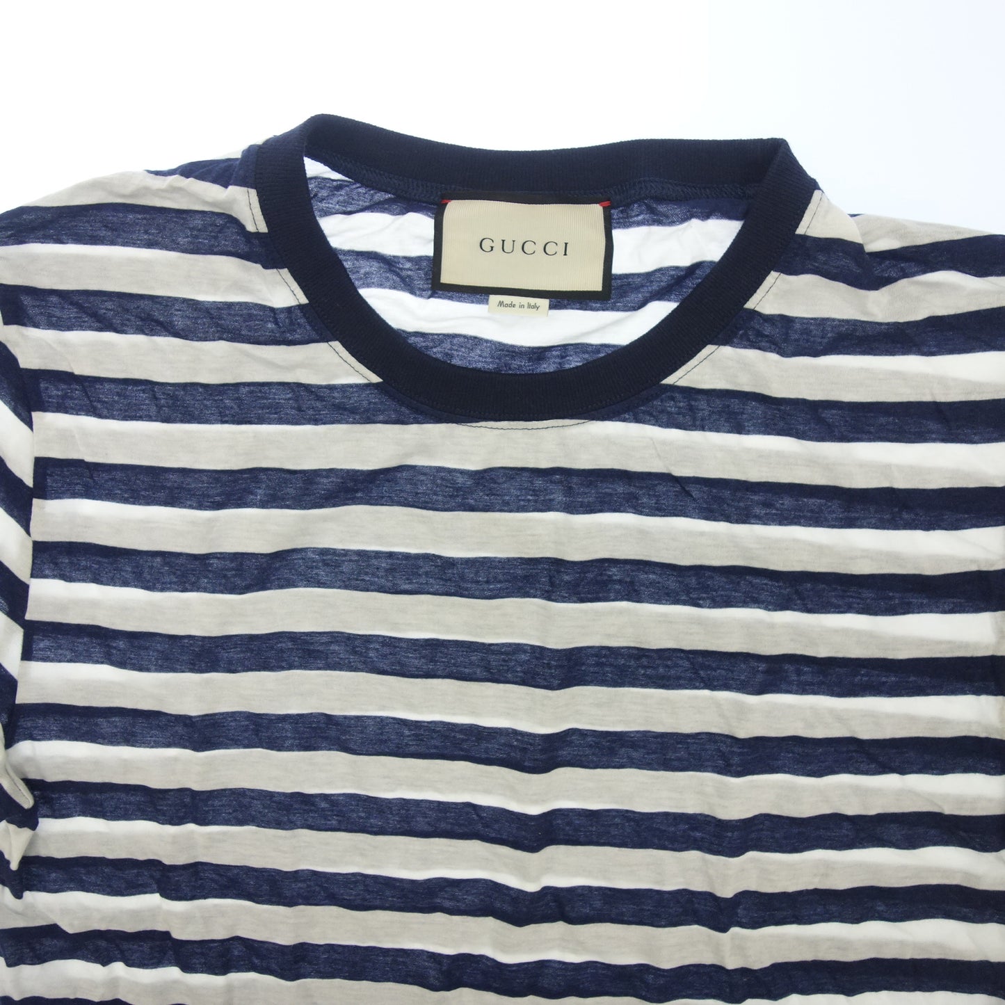 Gucci Border T-shirt 16SS Cotton &amp; Silk 431142-X7445 Men's S Blue x White GUCCI [AFB48] [Used] 