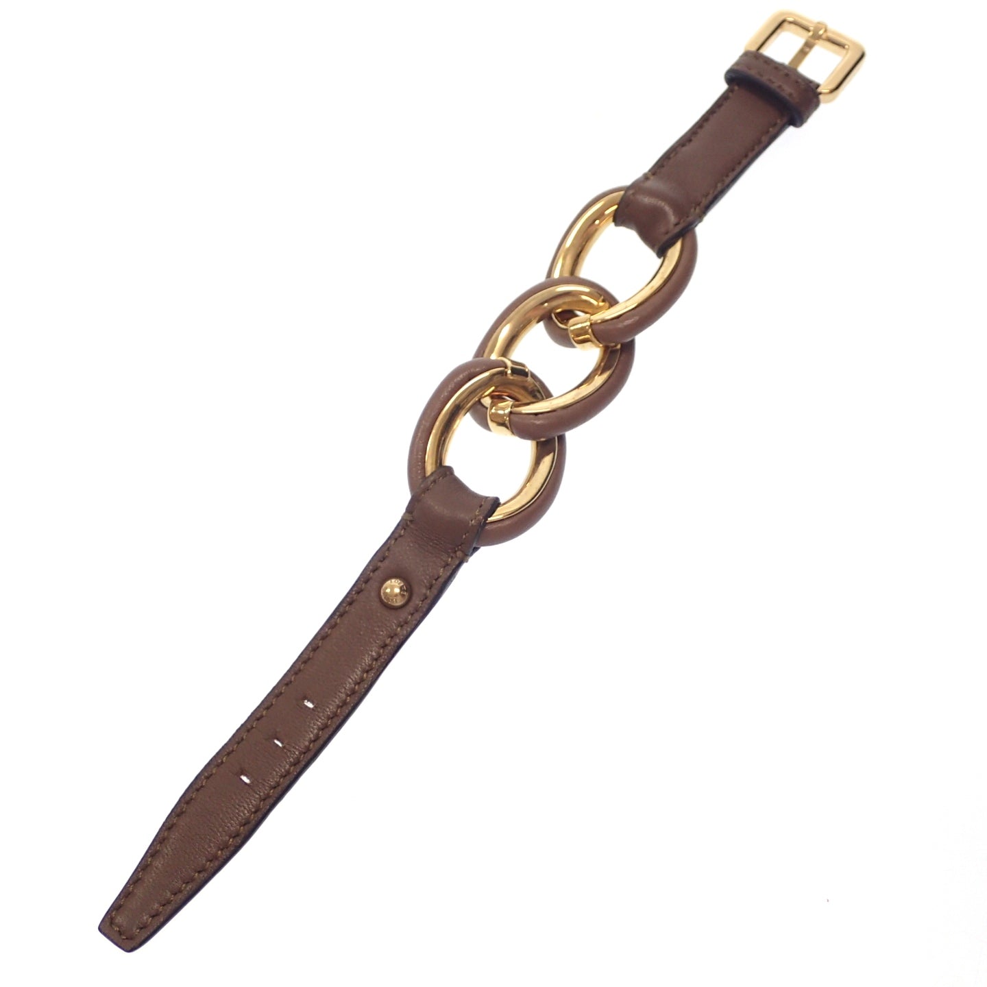 Good condition ◆LOEWE Bracelet Leather Brown x Gold LOEWE [AFI18] 