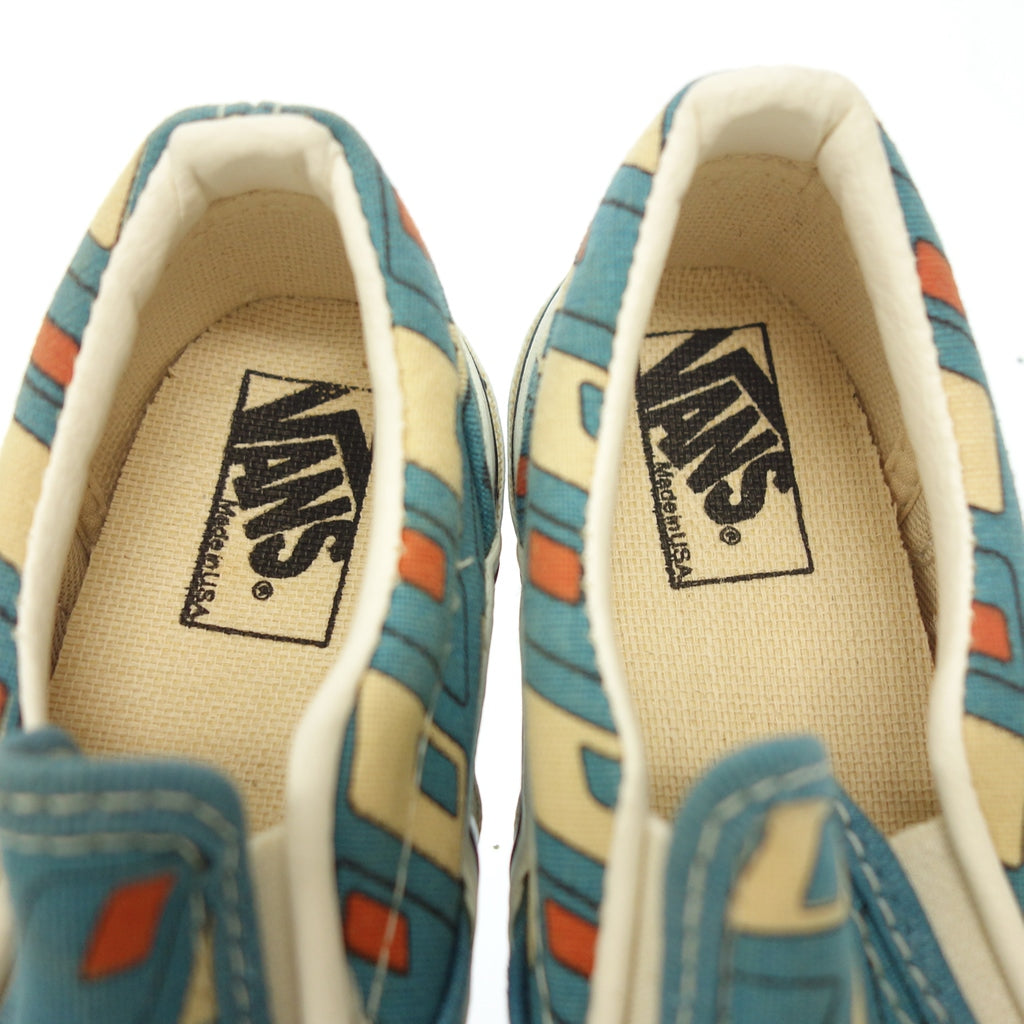 Good condition ◆ Vans sneakers slip-on made in USA all pattern kids blue size 18 VANS [AFD9] 