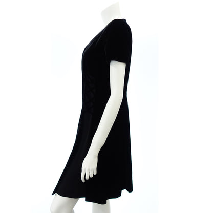 Celine Dress Velor Lace Up Women's Black 42 CELINE [AFB27] [Used] 