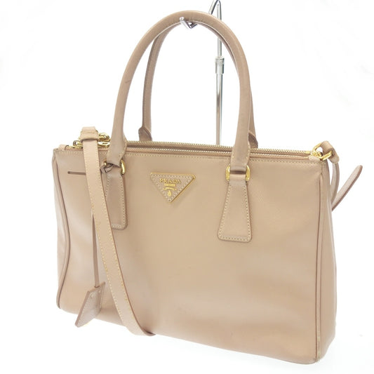 Used ◆Prada shoulder bag hand saffiano leather pink beige gold hardware PRADA [AFE5] 