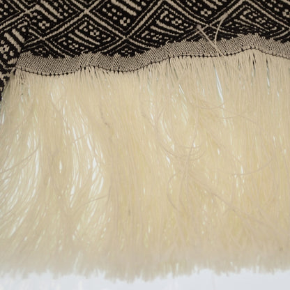 美品◆マメクロゴウチ ニットスカート フリンジ 総柄 レディース 黒×白 1 Mame Kurogouchi【AFB49】