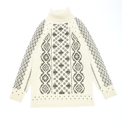 状况良好◆Christian Dior 针织毛衣高领北欧图案 944S14AM107 女式白色 36 码 Christian Dior [AFB18] 
