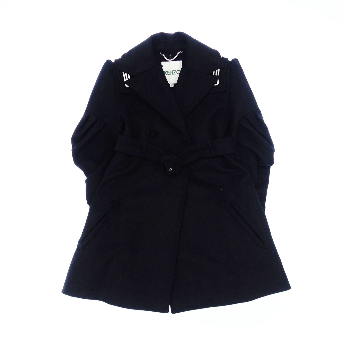 KENZO 水手大衣背面徽标刺绣羊毛和羊绒女式 36 黑色 KENZO [AFB34] [二手] 