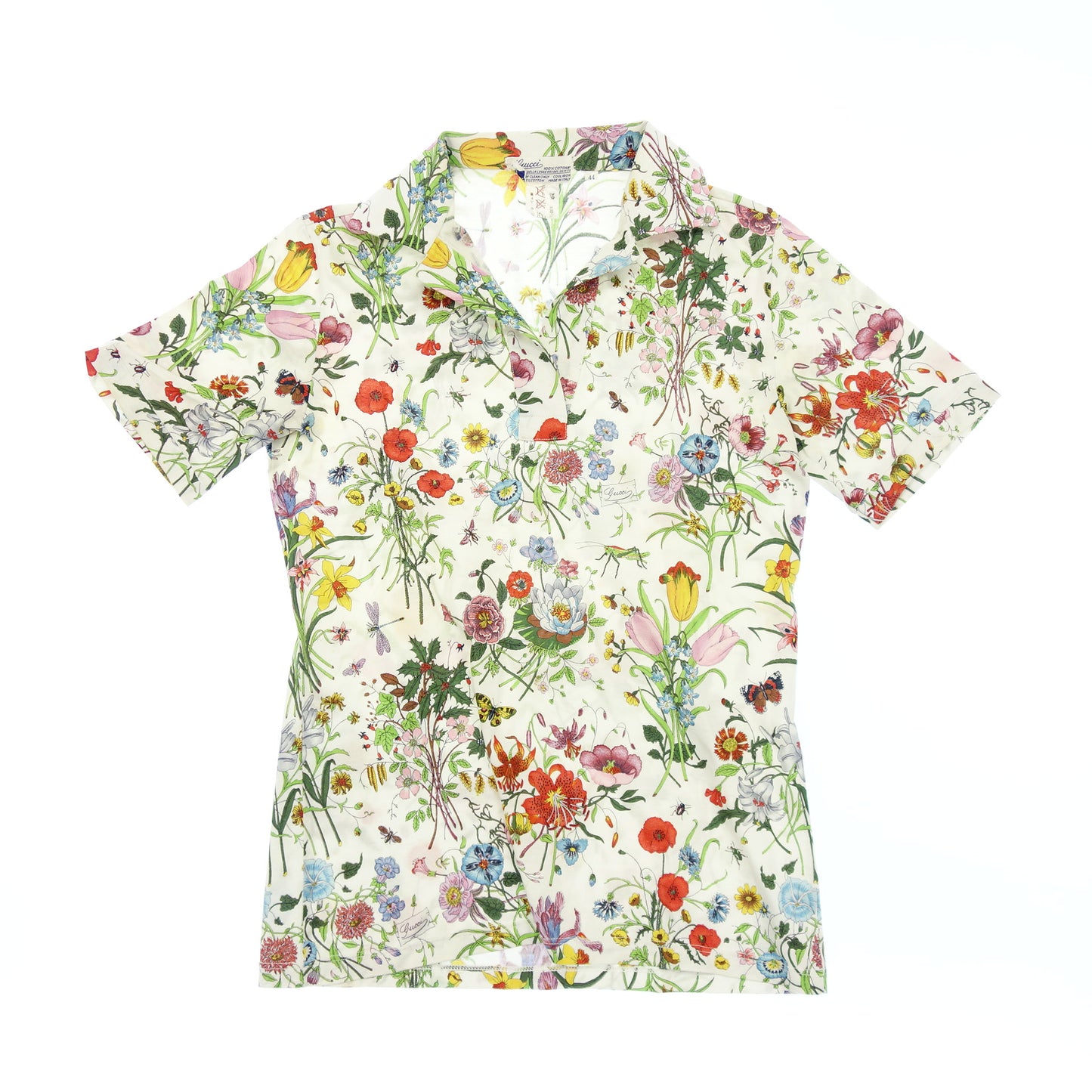Gucci Open Collar Shirt Flora Multi Color Women's 44 Multi GUCCI [AFB23] [Used] 