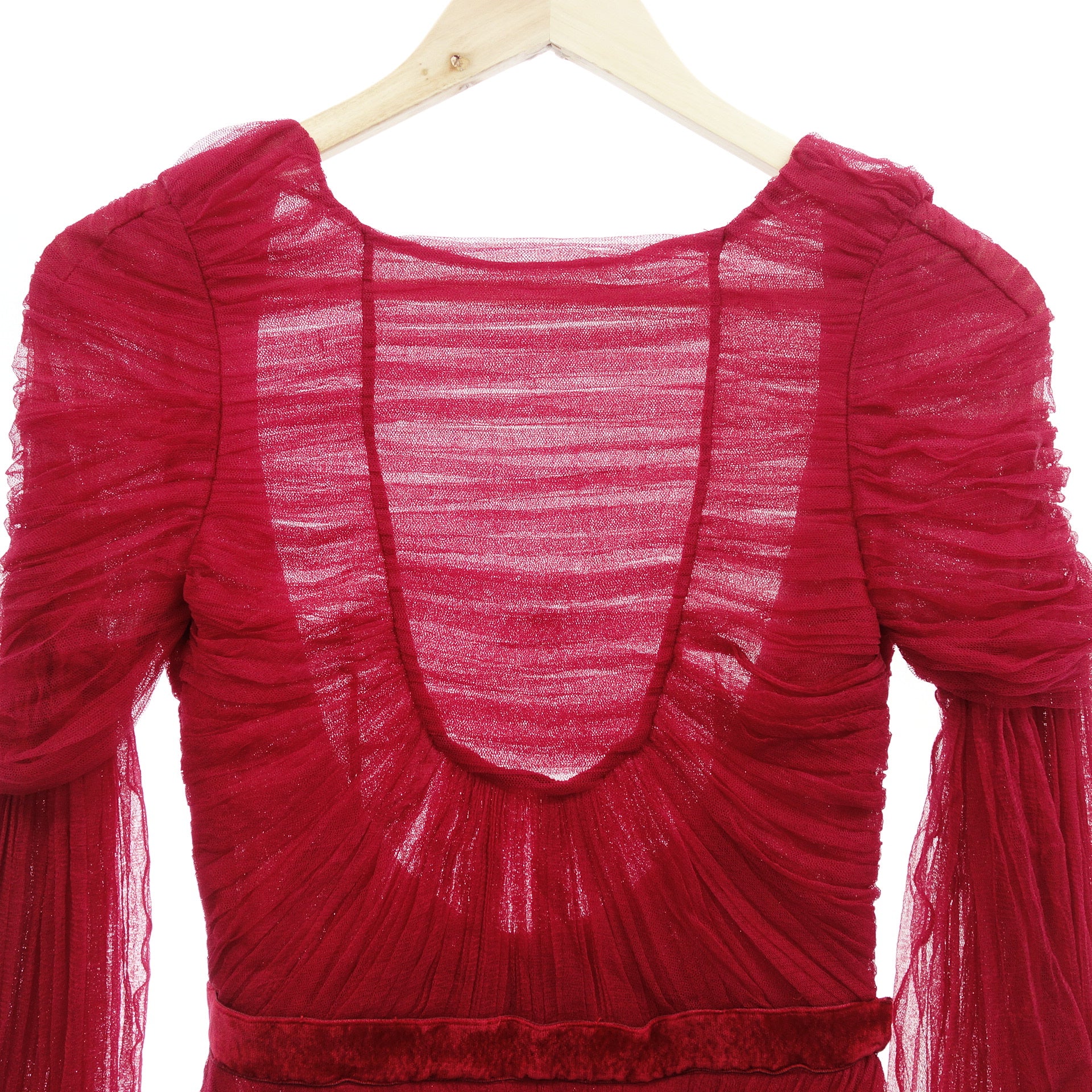 Tom ford red ruched tulle dress top