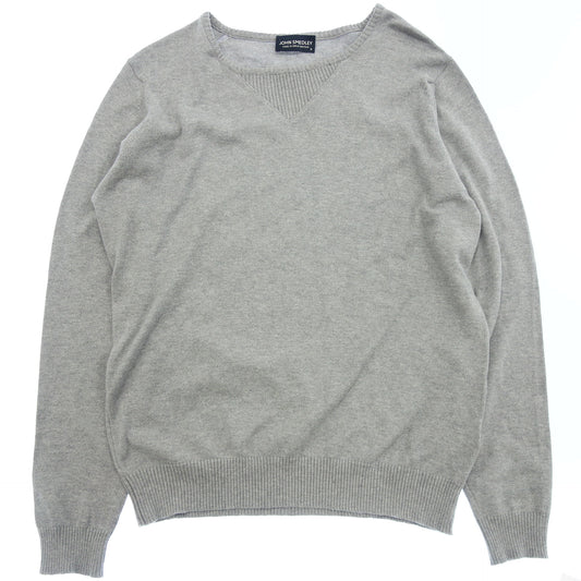 Good condition ◆ John Smedley crew neck knit 24G with V gusset cotton men's gray S JOHN SMEDLEY [AFB5] 