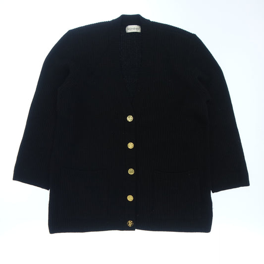 Yves Saint Laurent Knit Cardigan Gold Button Women's M Black Yves Saint Laurent [AFB4] [Used] 