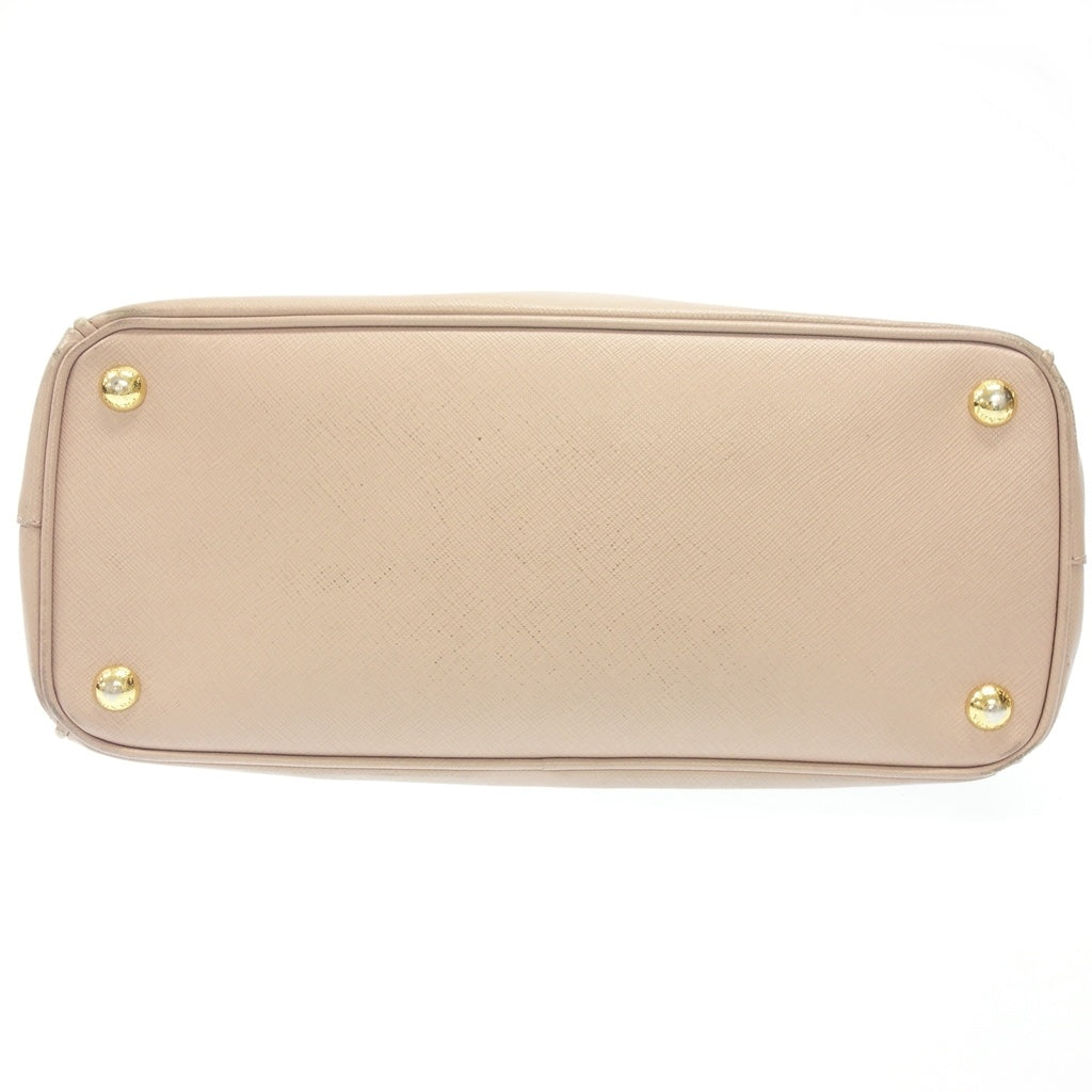 Used ◆Prada shoulder bag hand saffiano leather pink beige gold hardware PRADA [AFE5] 