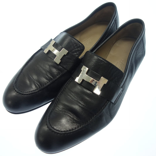 Used ◆Hermes leather loafer Constance silver hardware men's 41 black HERMES [AFC16] 