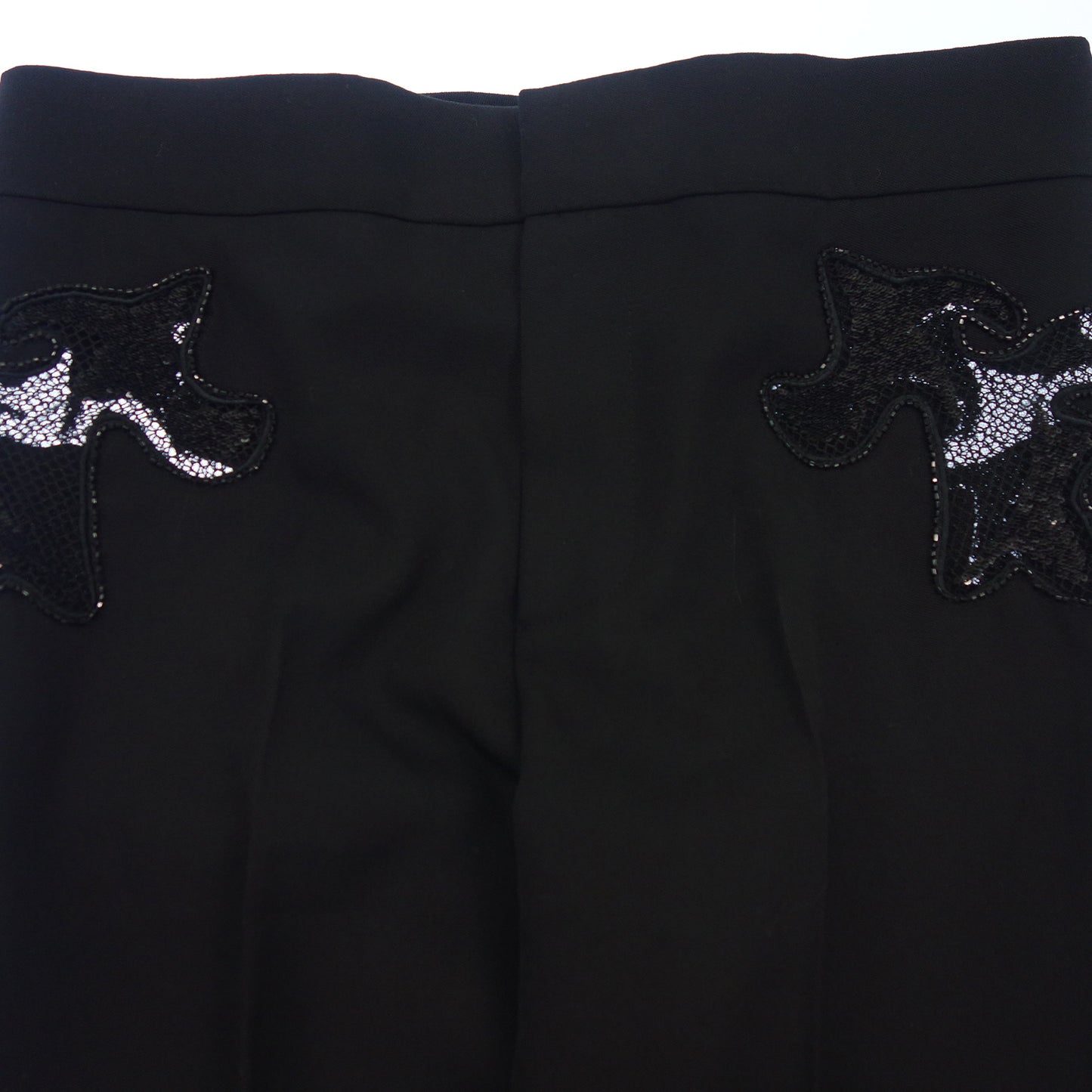 Good condition ◆Louis Vuitton slacks pants lace design sequins ladies black size 34 LOUIS VUITTON [AFB30] 