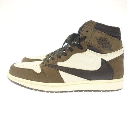 状况非常好◆ Nike x Travis Scott 运动鞋 Air Jordan 1 Retro High CD4487-100 Sail/Dark Mocha 男式 28 码 NIKE Travis Scott [AFD8] 