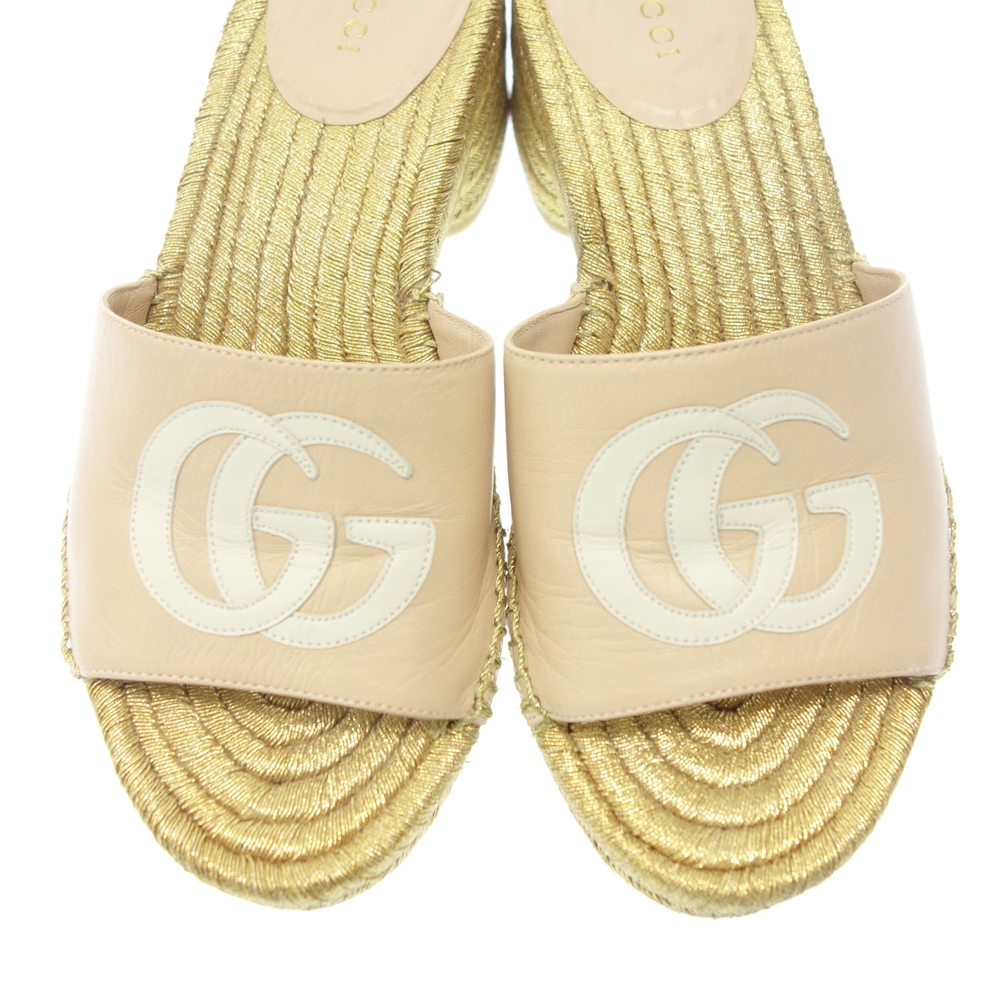 Good Condition◆Gucci Leather Sandals GG Marmont 655820 Espadrilles Women's Gold Size 35 GUCCI [AFC34] 