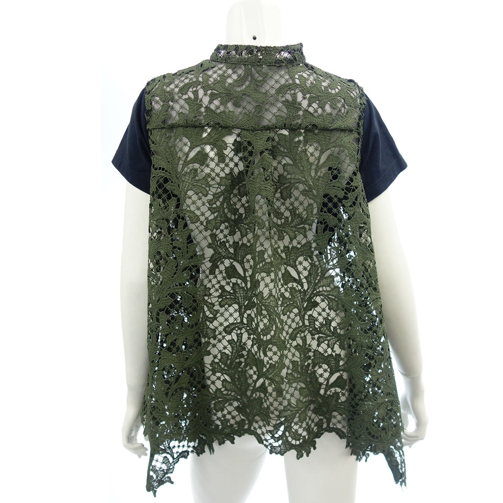 Good condition◆Sacai 20SS short sleeve T-shirt embroidered lace ladies size 3 navy 20-04942 Sacai [AFB37] 