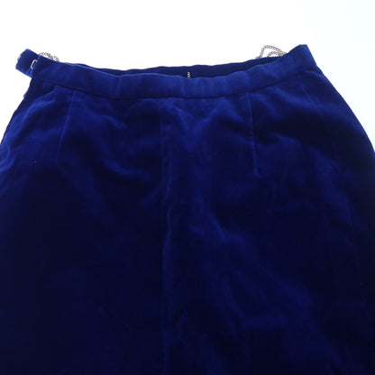 Good Condition◆Hermes Vintage Velor Long Skirt with Belt Women's 38 Blue HERMES [AFB1] 