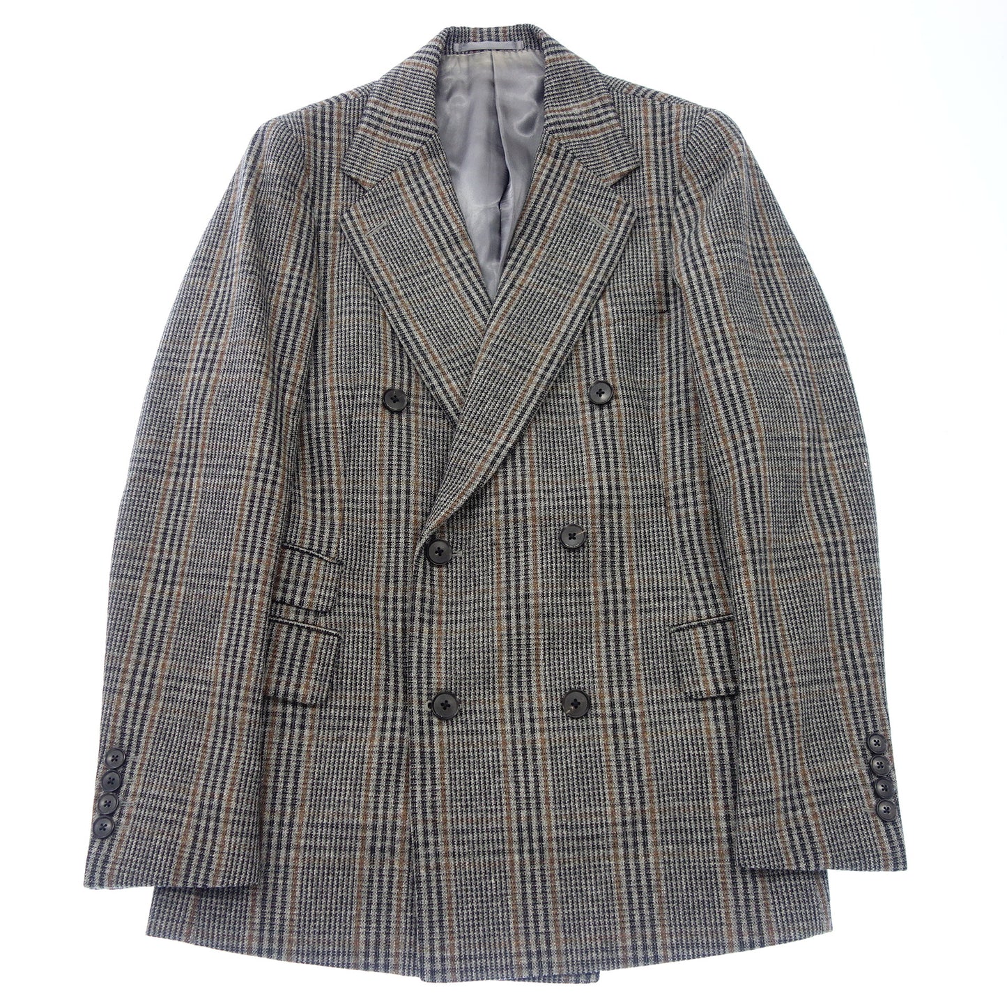 Used Tomorrowland Pilgrim Double Breasted Jacket Wool Check Size 44 Men's Gray TOMORROWLAND PILGRIM [AFB35] 