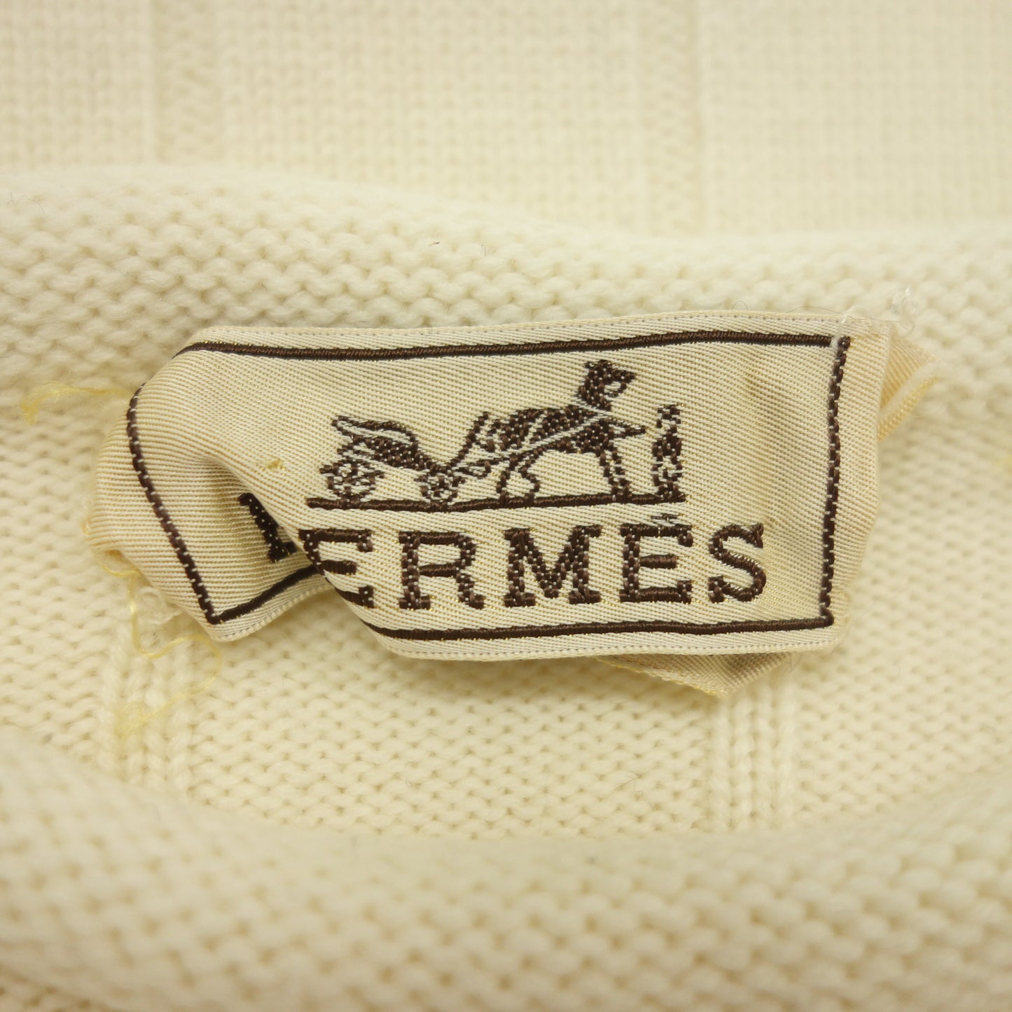 Used ◆Hermes knit sweater roll neck wool men's white size L HERMES [AFB32] 