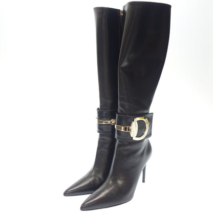 Good condition ◆ Gucci long boots pointed toe bit 388363 ladies black 36.5 GUCCI [AFD12] 