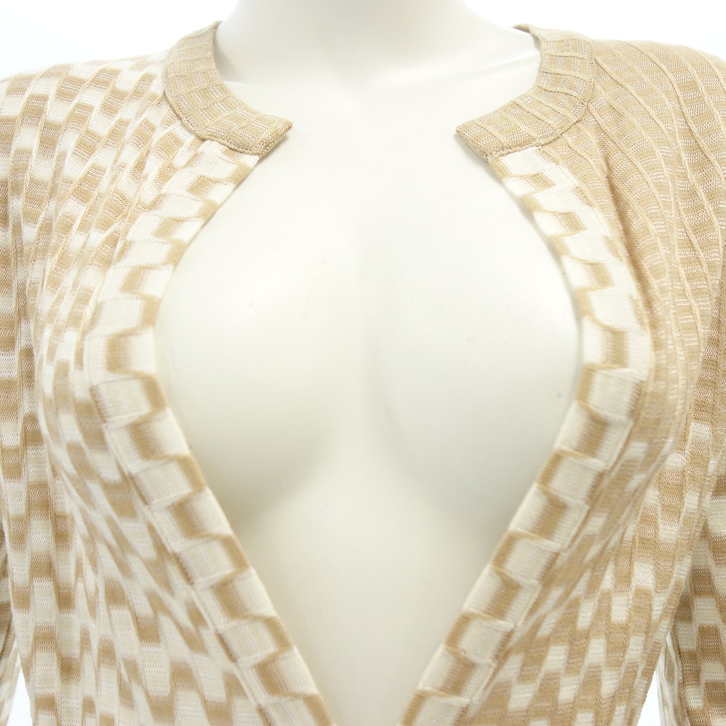 Very beautiful item ◆ Missoni long knit cardigan with belt, all over pattern, beige, size 38, ladies MISSONI [AFB24] 