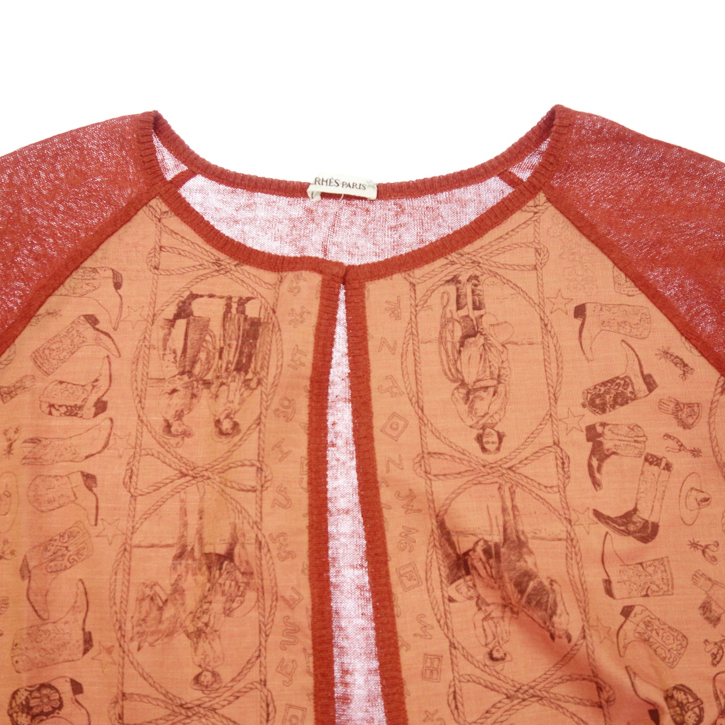 Very good condition◆Hermes knit cardigan scarf pattern Margiela period ladies orange size XL HERMES [AFB32] 