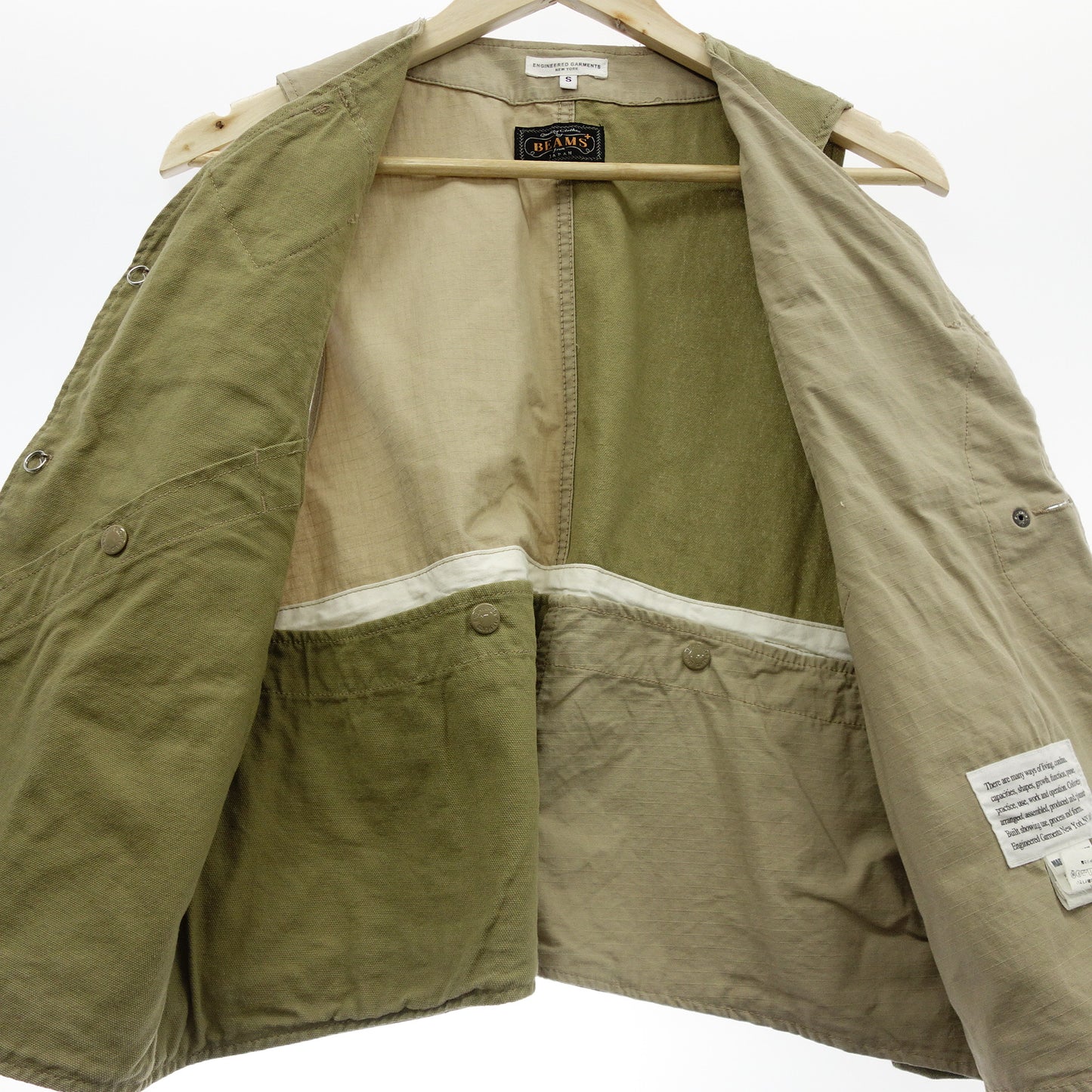 Engineered Garments x BEAMS 背心 MILSPO VEST BEAMS Plus 定制男士 S 米色/卡其色 ENGINEERED GARMENTS [AFB46] [二手] 