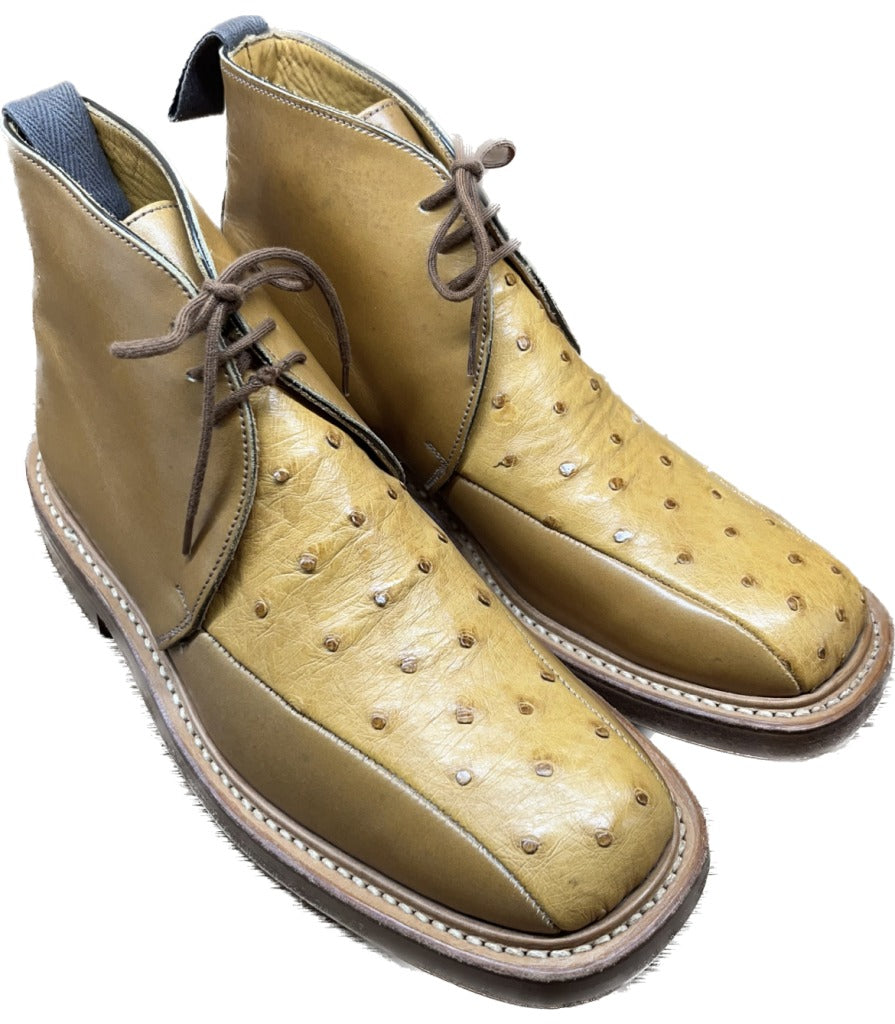 極美品◆トリッカーズ レザーシューズ チャッカブーツ M6406 オーストリッチ UK6 茶系 Tricker's