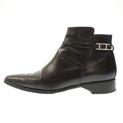 Good Condition◆Hermes Leather Boots Jodhpur Boots H Hardware Ladies 36.5 Black HERMES [AFC12] 