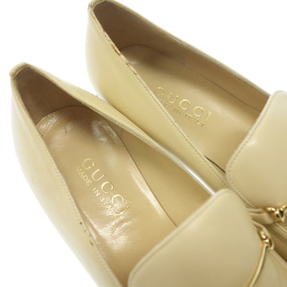 Good condition ◆ Gucci leather loafers enamel beige gold hardware size 37.5 ladies GUCCI [AFD8] 