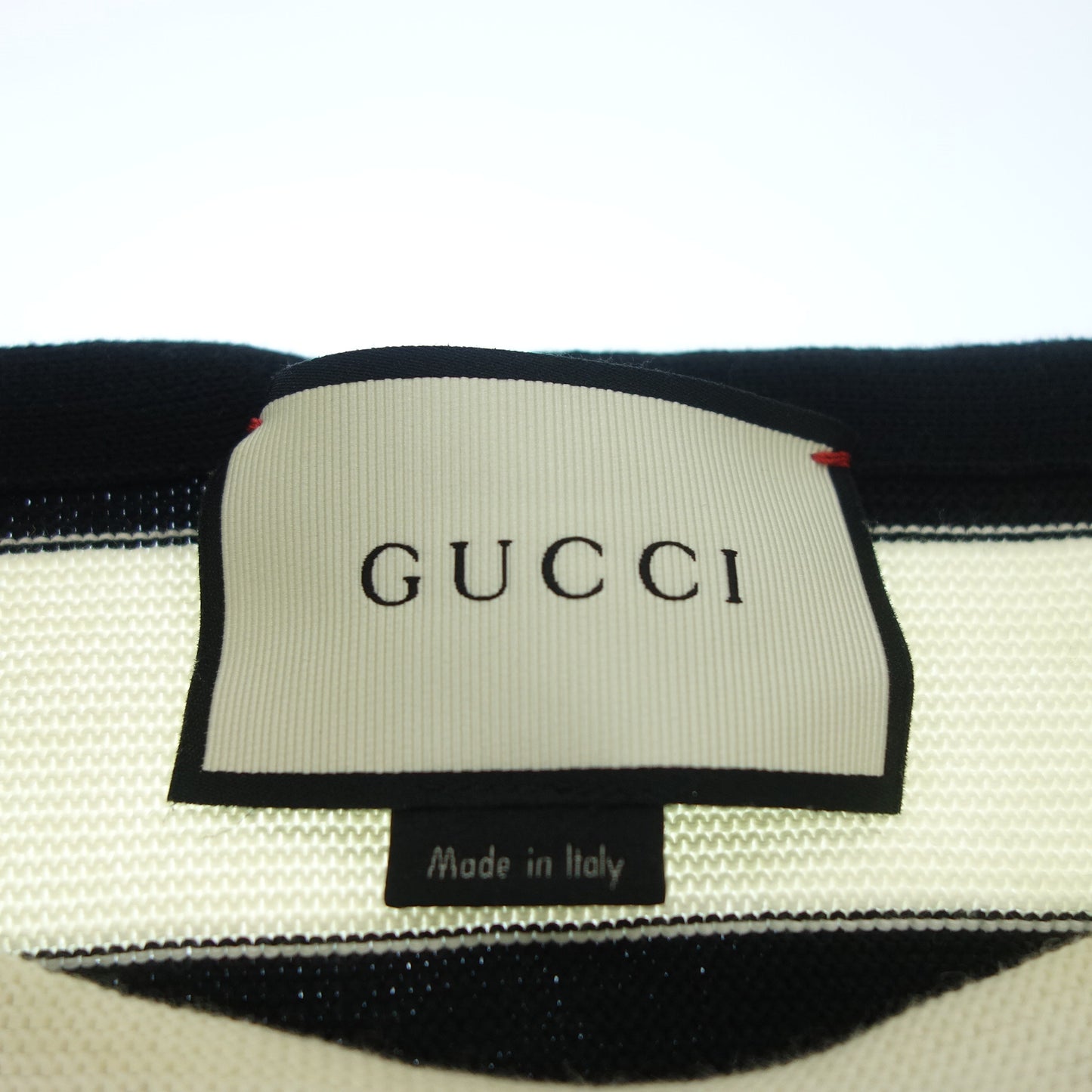 Gucci embroidered cotton knit sweater border men's white black S GUCCI [AFB36] [Used] 