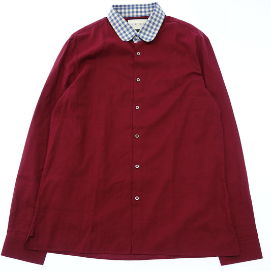 Gucci long sleeve shirt collar check 401299 Men's Red 41 GUCCI [AFB25] [Used] 