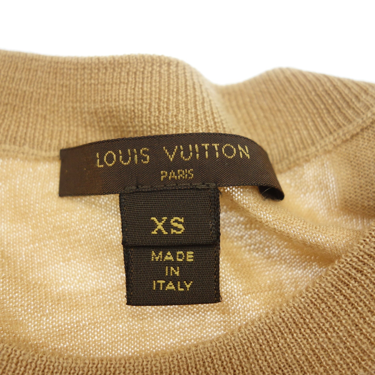 Good Condition◆Louis Vuitton Knit Sweater LV Embroidery Women's Gold Size XS LOUIS VUITTON [AFB30] 