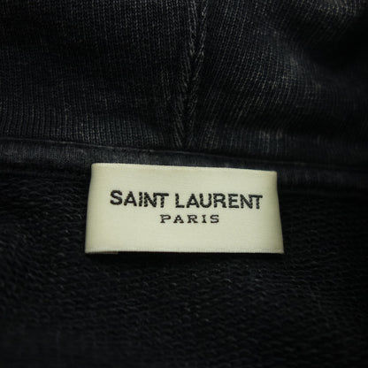 サンローランパリ プルオーバーパーカー スクエアロゴ ダメージ加工 500648 メンズ グレー XS SAINT LAURENT【AFB40】【中古】