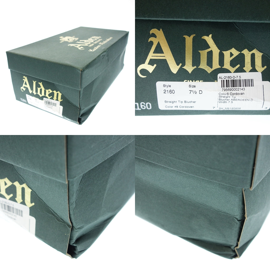 美品◆オールデン 2160 レザーシューズ ストレートチップ コードバン メンズ 7.5D 赤茶系 Alden【AFD8】