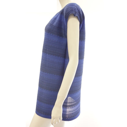 状况良好 ◆ Pleats Please Issey Miyake 无袖束腰外衣 PP33JT654 女式蓝色尺寸 3 PLEATS PLEASE ISSEY MIYAKE [AFB29] 