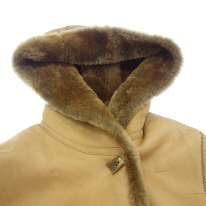 Good condition ◆ No-brand shearling fur coat Made in Spain Ladies size 38 Camel style [AFA14] 