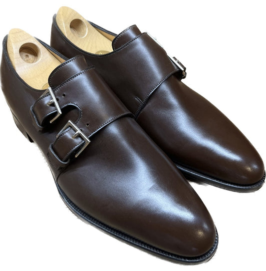 新品同様◆ジョンロブ レザーシューズ ダブルモンク ナセビー 茶 6.5D JOHN LOBB