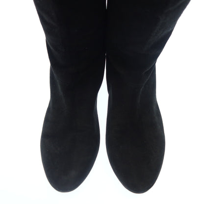 Used ◆ Miu Miu Rhinestone Suede Long Boots Zip Women's Black 37.5 miumiu [AFC48] 