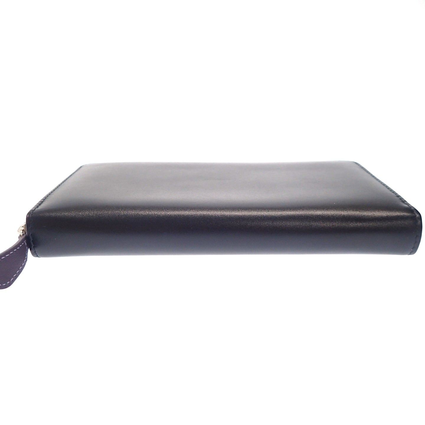 Ettinger long wallet round zip leather black x purple with box ETTINGER [AFI18] [Used] 