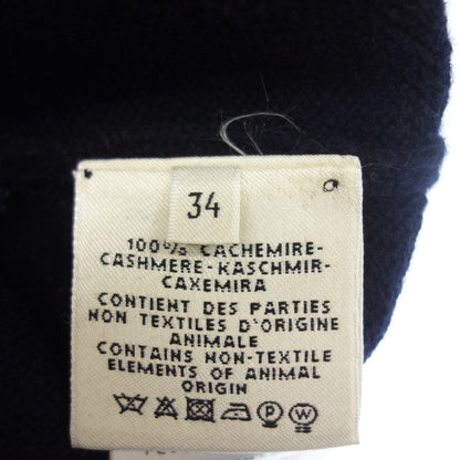 Good Condition◆Hermes Knit Sweater High Neck Serie Button Cashmere Ladies Navy Size 34 HERMES [AFB35] 