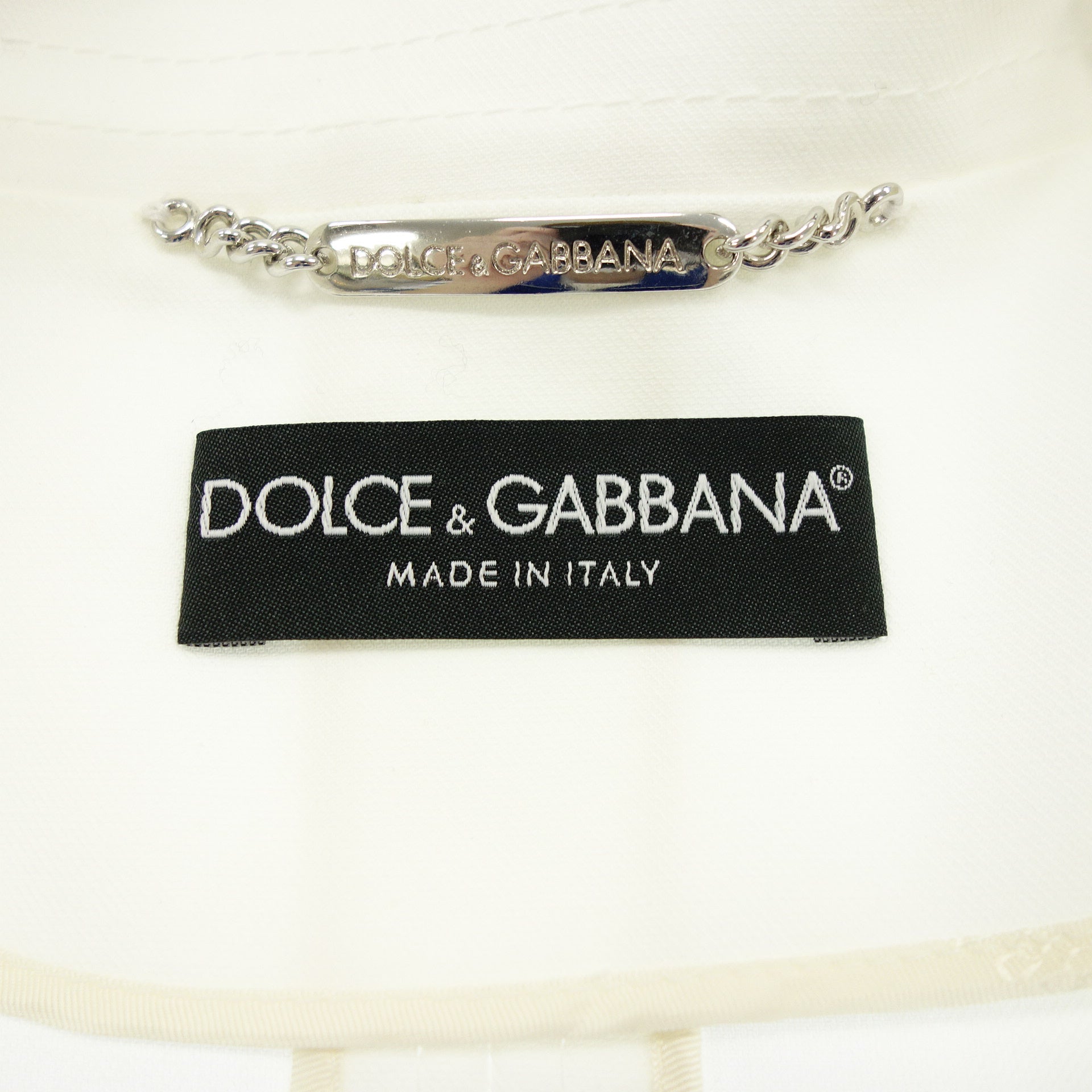 美品◆ドルチェ&ガッバーナ ダブルジャケット シルバーボタン レディース ホワイト サイズ38 DOLCE & GABBANA【AFB18】