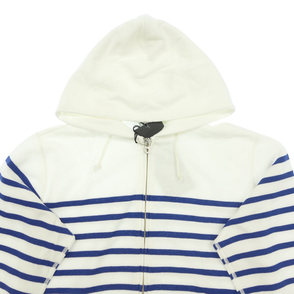 Like new◆LOOPWHEELER LOWERCASE collaboration ship-up parka border cotton men's size M white blue LOOPWHEELER [AFB4] 