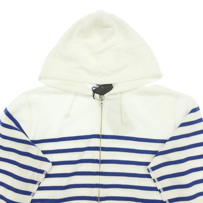 Like new◆LOOPWHEELER LOWERCASE collaboration ship-up parka border cotton men's size M white blue LOOPWHEELER [AFB4] 